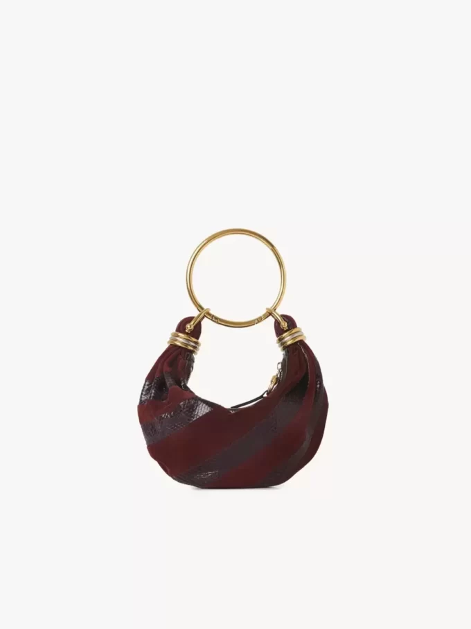 Mini-Armband-Hobo-Tasche aus Wildleder und Schlangenhaut Mini-Armband-Hobo-Tasche aus Wildleder und Schlangenhaut