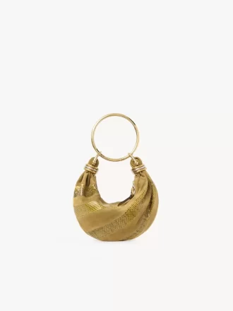 Mini-Armband-Hobo-Tasche aus Wildleder und Schlangenhaut
