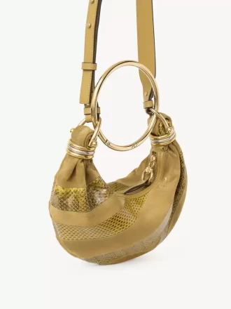 Mini-Armband-Hobo-Tasche aus Wildleder und Schlangenhaut