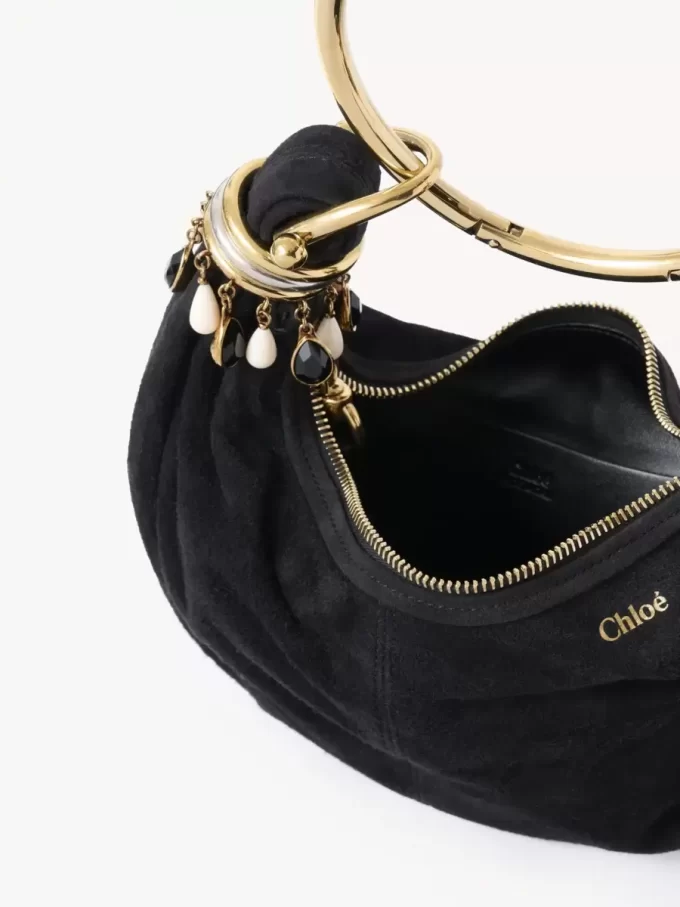 Mini Beaded Bracelet Hobo Bag aus Wildleder