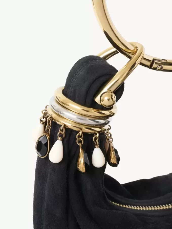 Mini Beaded Bracelet Hobo Bag aus Wildleder