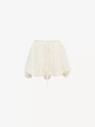 Mini-Bloomer-Shorts aus Seidenmousseline mit floraler Spitze