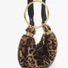 Mini Bracelet Hobo Bag aus Shearling mit Leopardenmuster Mini Bracelet Hobo Bag aus Shearling mit Leopardenmuster