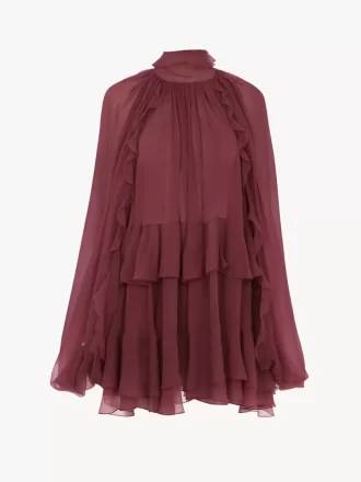 Mini-Cape-Kleid aus Seidenmousseline