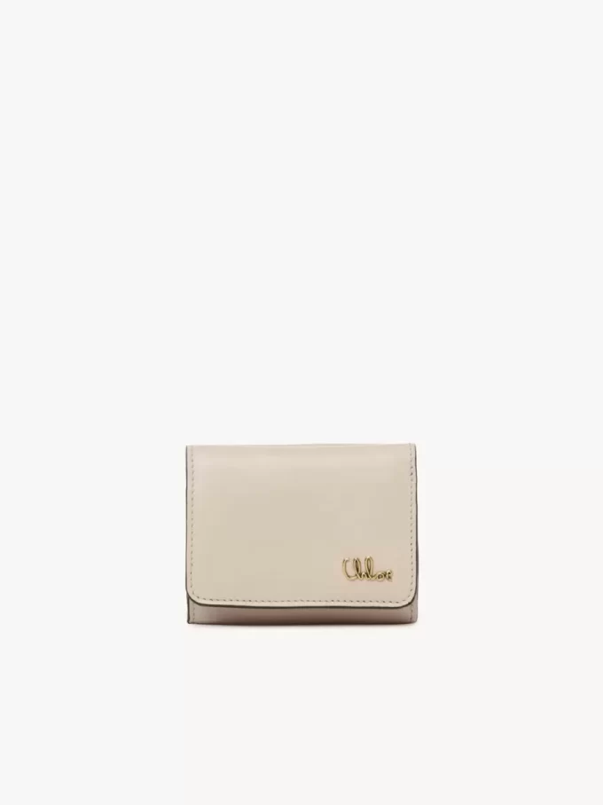 Mini Chloé Iconic Dreifachfalttasche aus glänzendem Leder