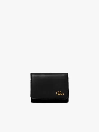 Mini Chloé Iconic Dreifachfalttasche aus glänzendem Leder