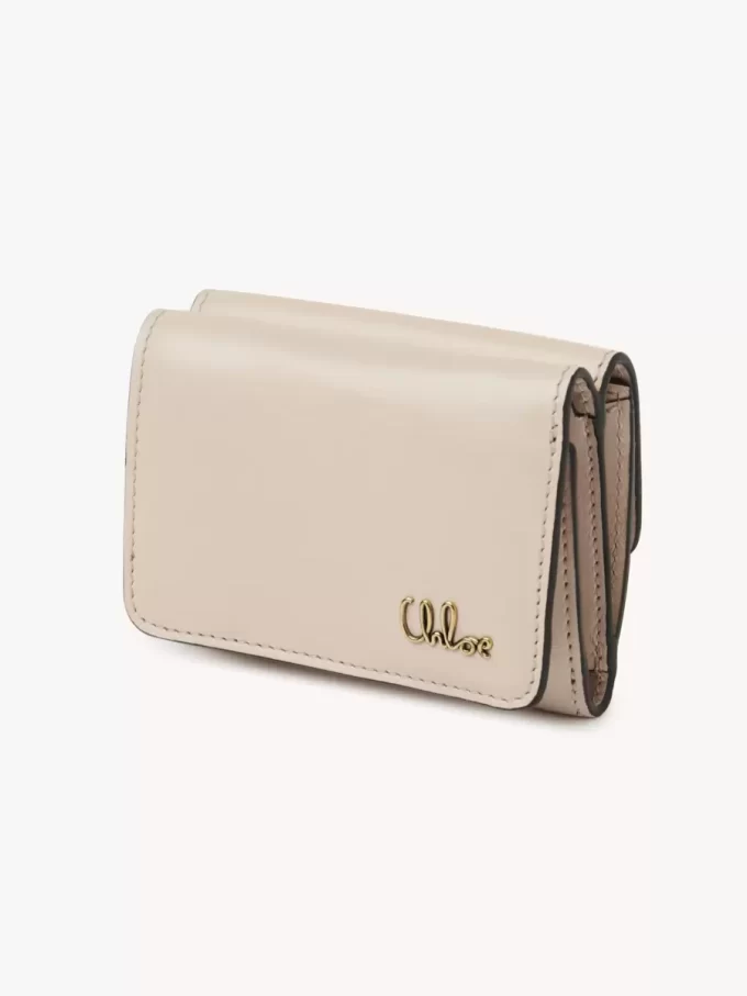 Mini Chloé Iconic Dreifachfalttasche aus glänzendem Leder