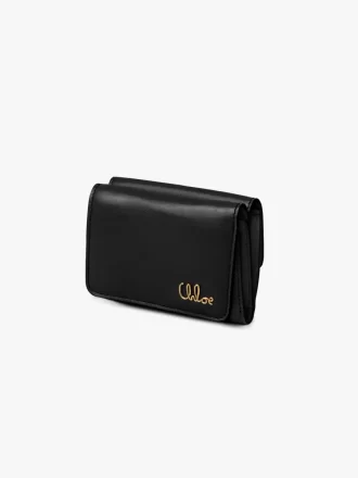 Mini Chloé Iconic Dreifachfalttasche aus glänzendem Leder