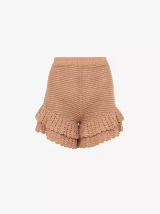 Mini-Shorts mit Rüschen aus Häkelstrick