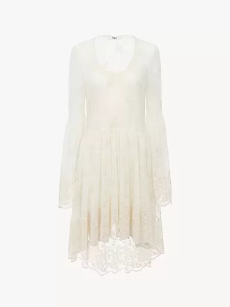 Minikleid mit U-Ausschnitt aus bestickter Spitze