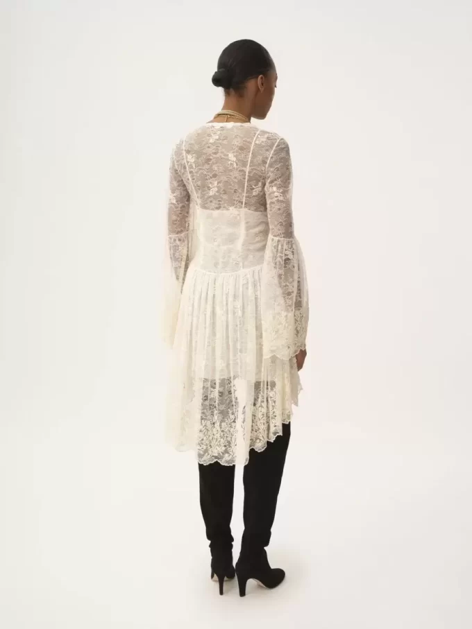 Minikleid mit U-Ausschnitt aus bestickter Spitze Minikleid mit U-Ausschnitt aus bestickter Spitze