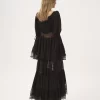 Oberteil mit U-Ausschnitt und Puffärmeln aus Seidengeorgette und Spitze Oberteil mit U-Ausschnitt und Puffärmeln aus Seidengeorgette und Spitze