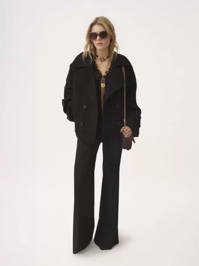 Oversize-Kurzmantel aus Wolle