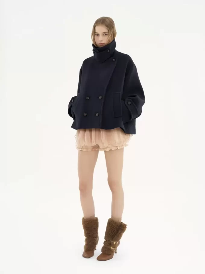 Oversize-Kurzmantel aus Wolle