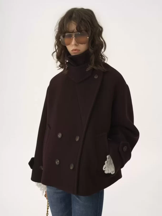 Oversize-Kurzmantel aus Wolle