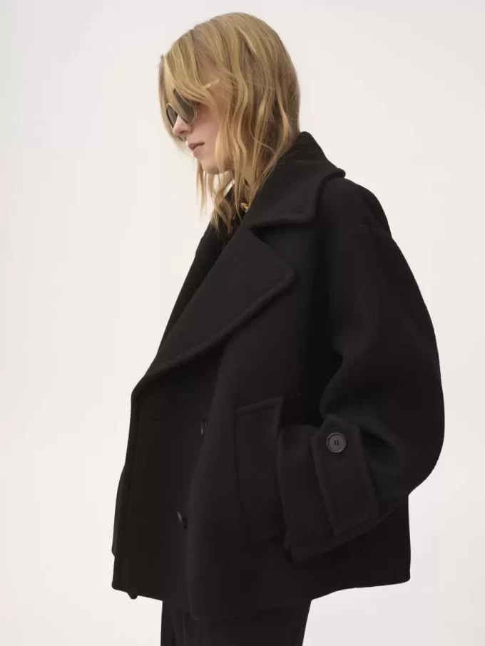 Oversize-Kurzmantel aus Wolle