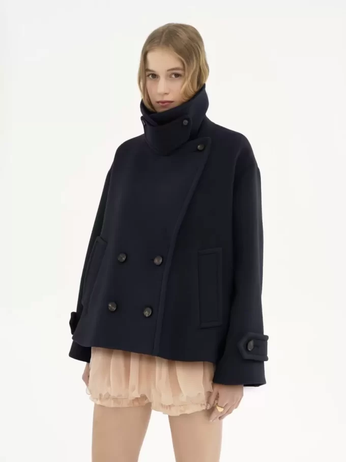 Oversize-Kurzmantel aus Wolle