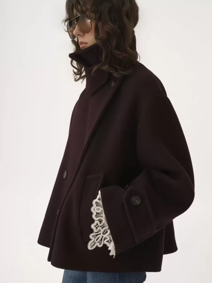 Oversize-Kurzmantel aus Wolle