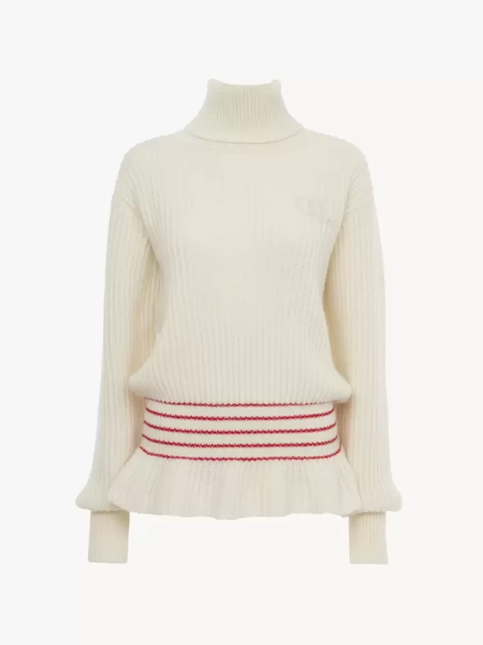 Oversize-Rollkragenpullover mit Logo aus Woll- und Mohairstrick Oversize-Rollkragenpullover mit Logo aus Woll- und Mohairstrick