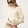 Oversize-Rollkragenpullover mit Logo aus Woll- und Mohairstrick Oversize-Rollkragenpullover mit Logo aus Woll- und Mohairstrick