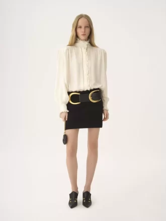 Oversize-Rüschenbluse aus Seidenjacquard