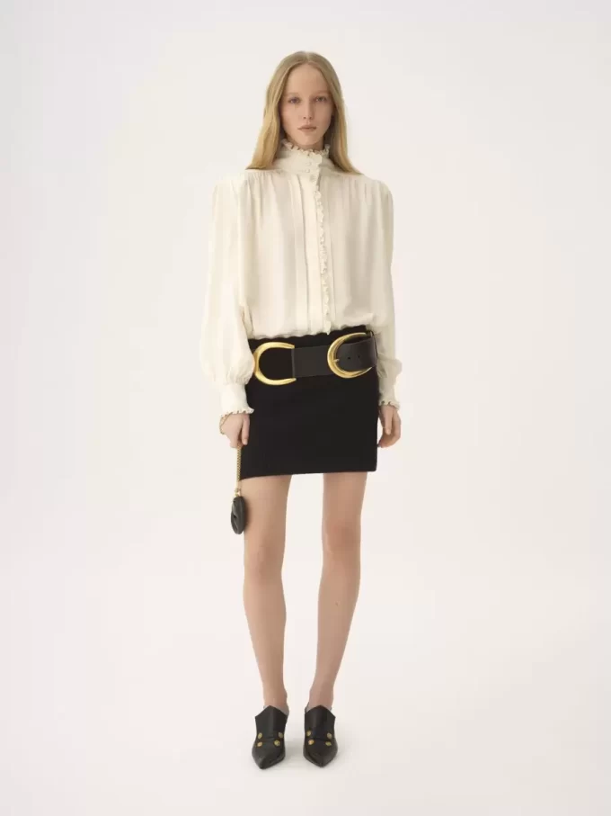 Oversize-Rüschenbluse aus Seidenjacquard Oversize-Rüschenbluse aus Seidenjacquard