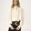 Oversize-Rüschenbluse aus Seidenjacquard Oversize-Rüschenbluse aus Seidenjacquard