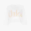 Oversized-T-Shirt mit kurzem Logo aus Baumwolljersey Oversized-T-Shirt mit kurzem Logo aus Baumwolljersey