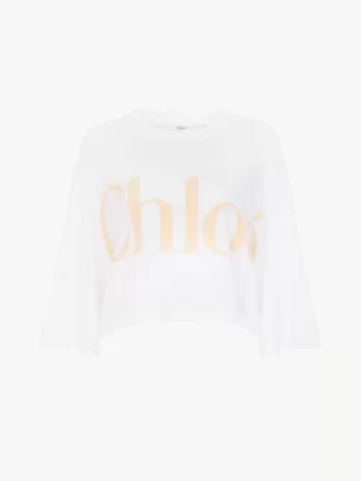 Oversized-T-Shirt mit kurzem Logo aus Baumwolljersey