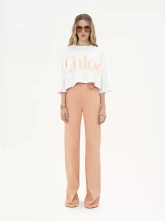 Oversized-T-Shirt mit kurzem Logo aus Baumwolljersey