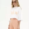 Oversized-T-Shirt mit kurzem Logo aus Baumwolljersey Oversized-T-Shirt mit kurzem Logo aus Baumwolljersey