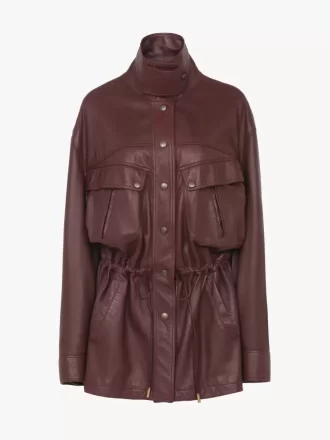 Parka mit hohem Kragen aus Leder