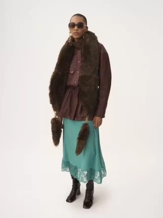 Parka mit hohem Kragen aus Leder