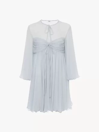 Plissiertes Minikleid aus Seidenmousseline
