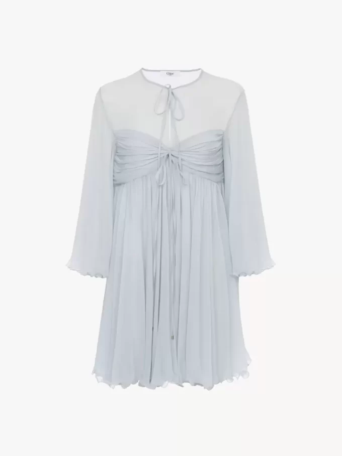 Plissiertes Minikleid aus Seidenmousseline Plissiertes Minikleid aus Seidenmousseline