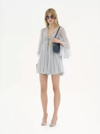 Plissiertes Minikleid aus Seidenmousseline