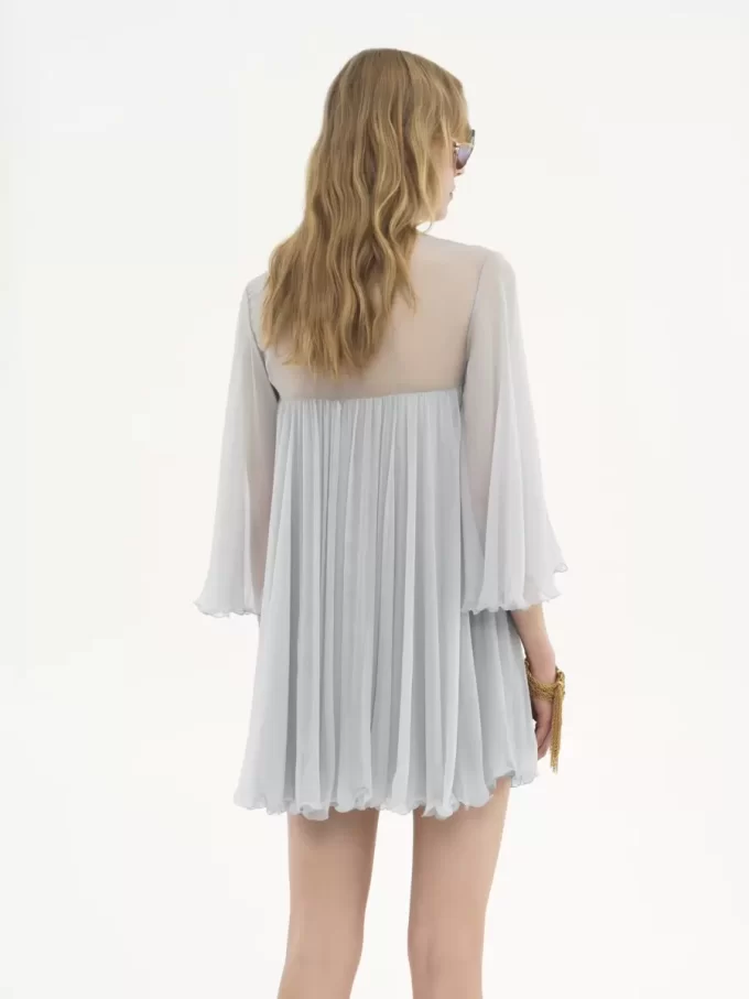 Plissiertes Minikleid aus Seidenmousseline Plissiertes Minikleid aus Seidenmousseline