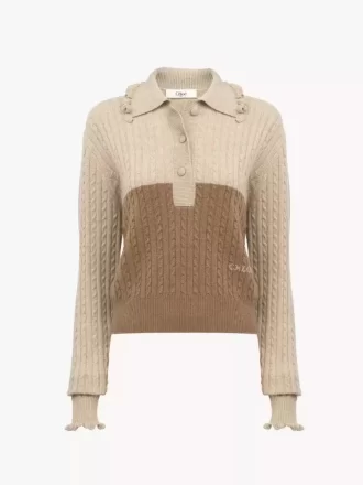 Pullover mit Kragen aus Woll- und Kaschmirstrick