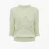 Pullover mit Logo und Ellenbogenärmeln aus Alpakawolle und Seidenstrick Pullover mit Logo und Ellenbogenärmeln aus Alpakawolle und Seidenstrick