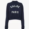 Pullover mit Stehkragen und Logo aus Baumwollfleece Pullover mit Stehkragen und Logo aus Baumwollfleece