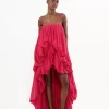 Ärmelloser Jumpsuit mit hohem Bund aus gewaschenem Seidenpongé Ärmelloser Jumpsuit mit hohem Bund aus gewaschenem Seidenpongé