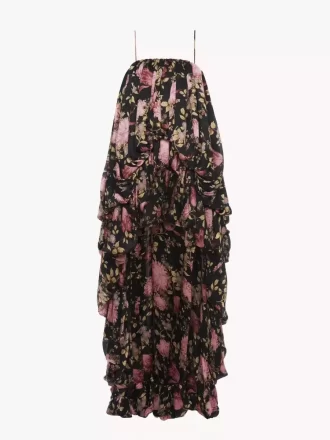 Ärmelloser Jumpsuit mit hohem Bund aus Seidencharmeuse