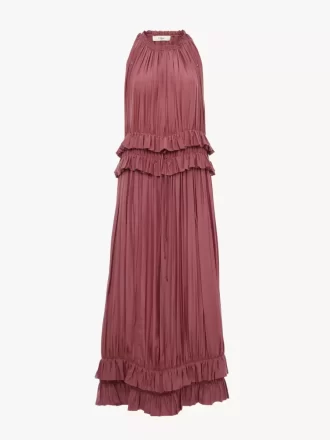 Ärmelloses langes Kleid aus gewaschenem Seidenpongé