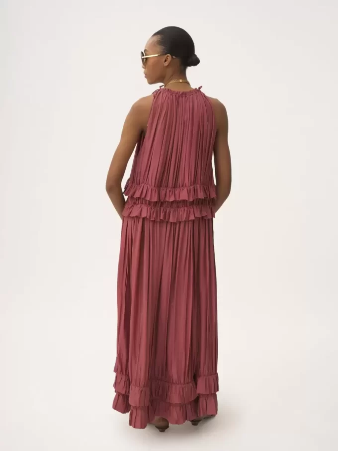 Ärmelloses langes Kleid aus gewaschenem Seidenpongé Ärmelloses langes Kleid aus gewaschenem Seidenpongé