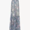 Ärmelloses langes Kleid aus Seidenmousseline Ärmelloses langes Kleid aus Seidenmousseline