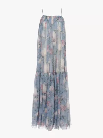 Ärmelloses langes Kleid aus Seidenmousseline