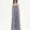 Ärmelloses langes Kleid aus Seidenmousseline Ärmelloses langes Kleid aus Seidenmousseline