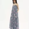 Ärmelloses langes Kleid aus Seidenmousseline Ärmelloses langes Kleid aus Seidenmousseline