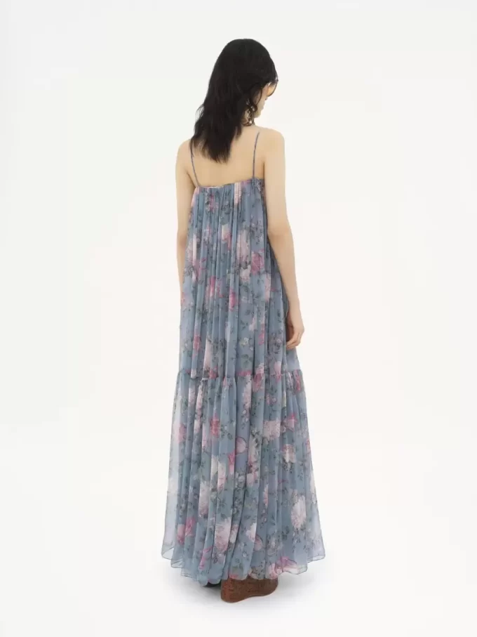 Ärmelloses langes Kleid aus Seidenmousseline Ärmelloses langes Kleid aus Seidenmousseline