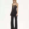 Ärmelloses Minikleid aus Seidencharmeuse und Spitze Ärmelloses Minikleid aus Seidencharmeuse und Spitze